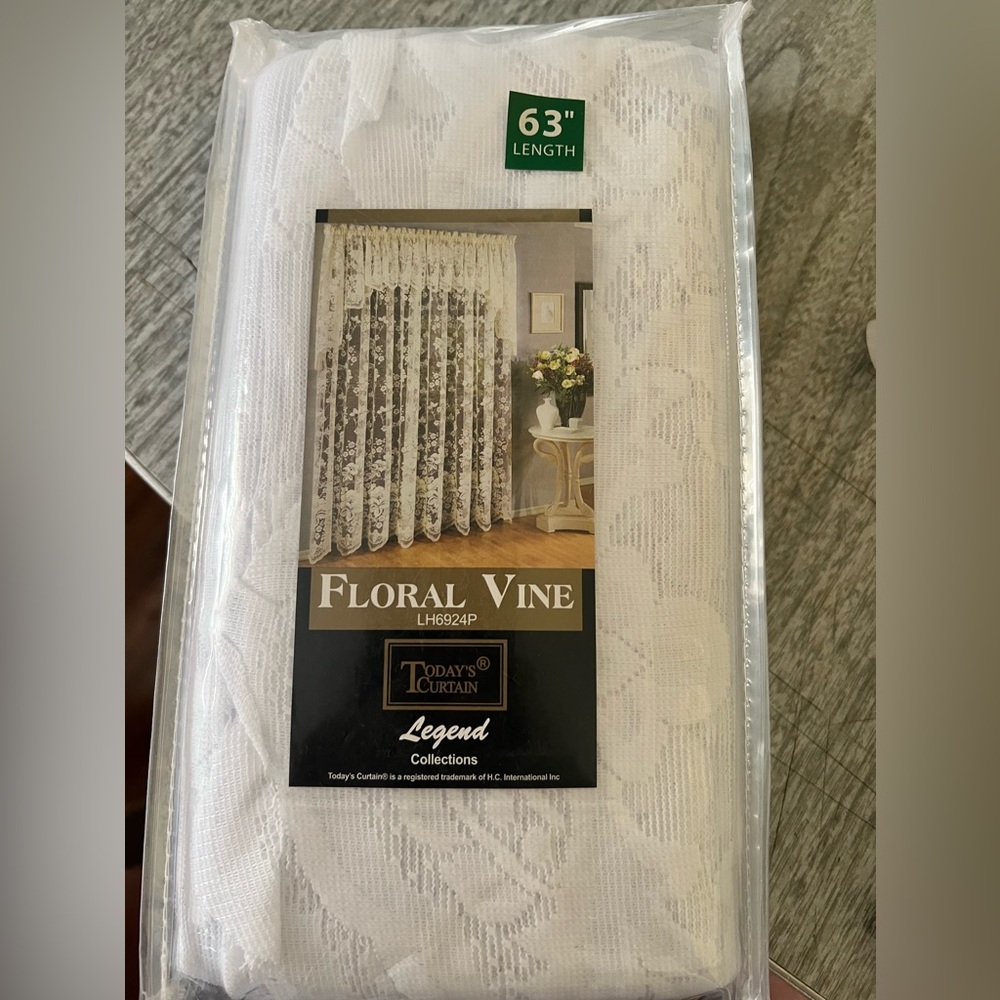 Floral Vine jacquered lace panel 63” NIB